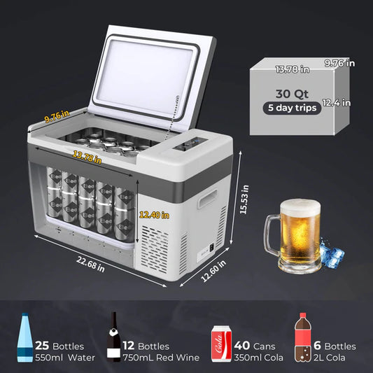 12V 30 Quart (28L) Portable Refrigerator